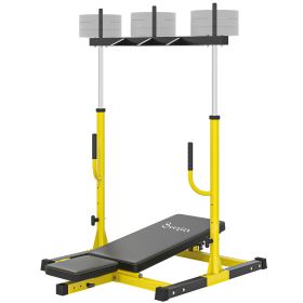 Vertical Leg Press Machine with Adjustable Leg, Back, and Head Positions, 1" Standard Plate Compatible, Yellow (Option: Yellow-1160x470x310 mm)
