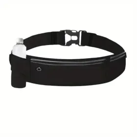 Breathable Invisible Running Waist Pack - Nylon With Lock Closure, Reflective Strips & Multiple Pockets For Hiking, Dog Walking, Gym - Unisex Des (Option: Black)