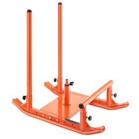 VEVOR Weight Sled, Steel Power Sled, Fitness Strength Training Sleds for Athletic Exercise Speed Improvement, Workout Fitness Equipment with Hand (Handle Type: Dual-Cylinder+T-Bar Low Push Handle, Color: Orange)