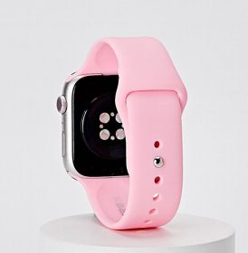 White Silicone Watch Band Made for Apple Watch - Large (42/44/45/49mm) (Color: Pink)