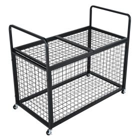 VEVOR Rolling Sports Ball Storage Cart, Lockable Basketball Cage with Double Lids, Sport Equipment Holder Organizer for Indoor Outdoor (size: 45 x 24 x 25 inch)